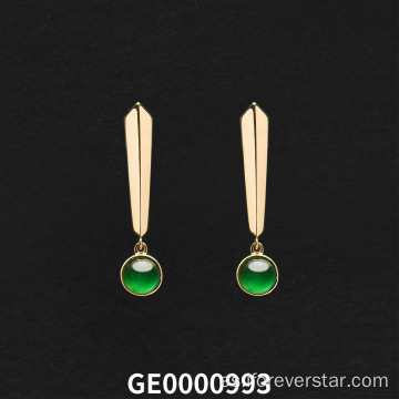 Pendientes de jadeita de oro imperial verde de oro real de 18k